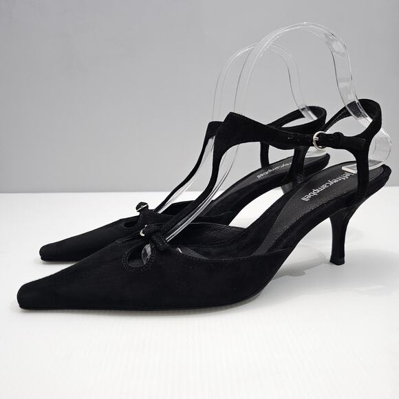 NEW Jeffrey Campbell Petit Pumps Womens 10 Black Suede Kitten Heel Pointed Toe - Picture 13 of 13